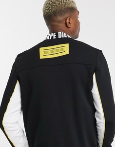 Трикотажная олимпийка с принтом колор-блок ASOS DESIGN-Черный