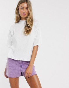 Белая свободная укороченная футболка с высоким воротом ASOS DESIGN-Белый