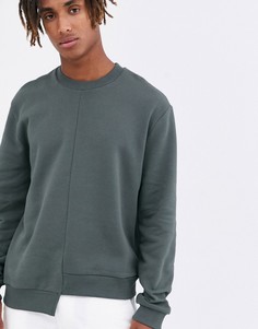 Свободный свитшот со ступенчатой кромкой колор блок ASOS DESIGN-Черный