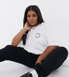 Белая oversized-футболка с логотипом на кармане ASOS Weekend Collective Curve-Белый