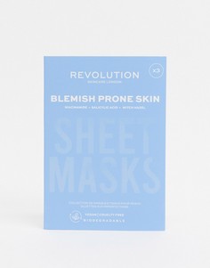 Набор из трех биоразлагаемых тканевых масок для проблемной кожи Revolution Skincare-Бесцветный