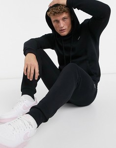 Черный спортивный хлопковый костюм с худи и узкими джоггерами Jack & Jones Core