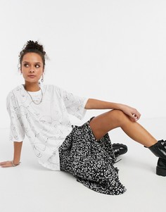 Белая футболка с принтом Monki-Белый