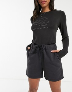 Черный лонгслив с логотипом LAUREN by Ralph Lauren