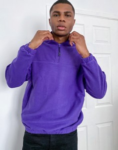 Ярко-фиолетовый флисовый свитшот в стиле oversized на короткой молнии ASOS DESIGN