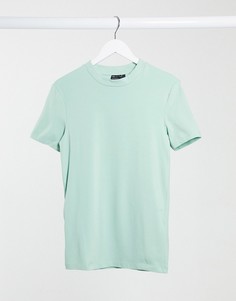 Серо-голубая обтягивающая футболка из органического хлопка ASOS DESIGN-Зеленый