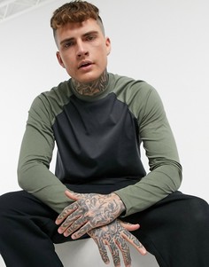 Черный лонгслив с рукавами реглан цвета хаки ASOS DESIGN-Многоцветный