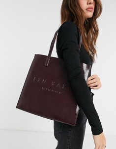 Лакированная большая сумка красного цвета Ted Baker abzicon-Красный