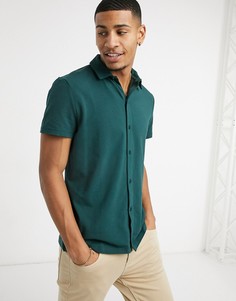 Темно-зеленая облегающая рубашка из органического хлопка ASOS DESIGN-Зеленый