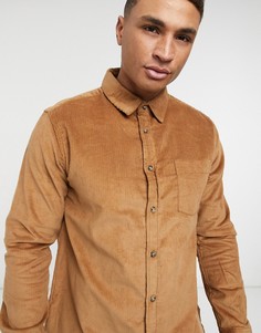 Вельветовая рубашка табачного цвета Topman-Коричневый