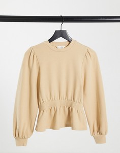 Бежевый свитшот с присборенной талией Miss Selfridge-Светло-коричневый
