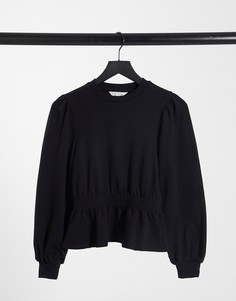 Черный свитшот с присборенной талией Miss Selfridge