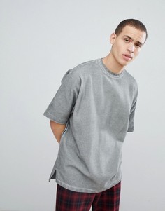 Серая oversize-футболка с эффектом кислотной стирки Mennace-Серый