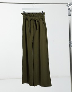 Широкие брюки цвета хаки Miss Selfridge-Зеленый
