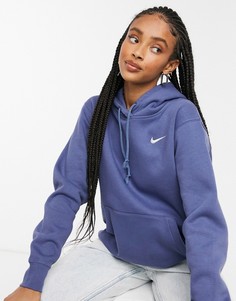 Темно-синее худи oversized с логотипом-галочкой Nike-Темно-синий