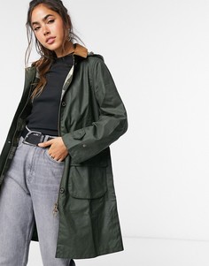 Зеленая удлиненная куртка Barbour из вощеного материала-Зеленый