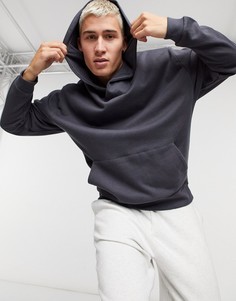 Черный выбеленный oversized-худи с воротом-трубой из органического хлопка ASOS DESIGN