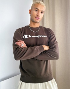 Коричневый свитшот с большим логотипом Champion