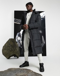 Черный пуховик до щиколотки со съемным капюшоном ASOS DESIGN