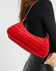 Сумка на плечо в стиле 90-х продолговатой формы из жатого красного бархата ASOS DESIGN-Красный