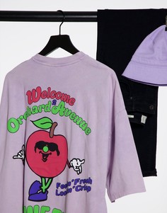 Фиолетовая футболка в стиле oversized с ярким принтом на спине и надписью на груди ASOS DESIGN-Фиолетовый