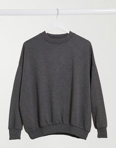 Уютный свитшот-кокон в стиле oversized темно-серого меланжевого цвета ASOS DESIGN-Черный