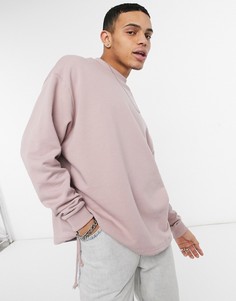 Розовый oversized свитшот с затягивающимися шнурками на подоле ASOS DESIGN