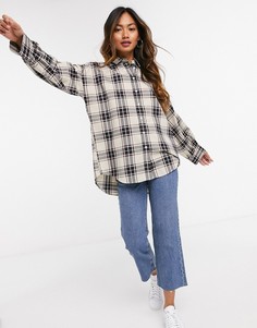 Oversized оксфордская рубашка в клетку GANT-Кремовый
