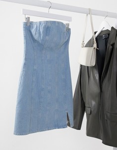 Светло-голубое джинсовое платье мини с отстрочкой ASOS DESIGN Hourglass-Голубой