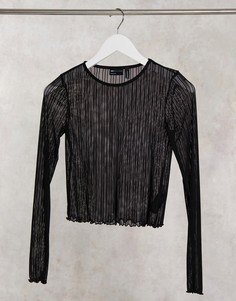 Черный полупрозрачный лонгслив в полоску ASOS DESIGN