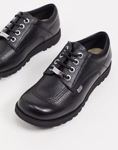 Ботинки на плоской подошве со шнуровкой из черной кожи Kickers kick low luxx-Черный