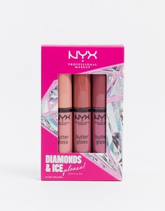 Набор из трех блесков для губ NYX Professional Makeup Diamonds & Ice Please Butter Lip Gloss Statement Trio-Красный