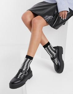 Черные туфли в стиле Мэри Джейн на плоской подошве ASOS DESIGN Milton-Черный