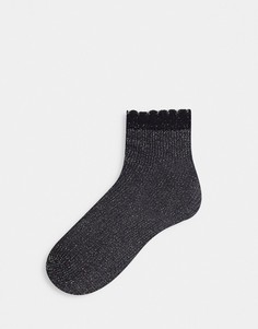 Черно-серебристые носки до щиколотки с оборкой Pretty Polly-Многоцветный