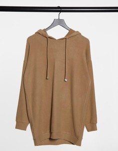 Бежевый уютный трикотажный худи для дома в стиле oversized New Look-Светло-коричневый