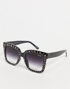 Черные солнцезащитные очки в массивной квадратной оправе со стразами Quay x Lizzo Icy-Черный