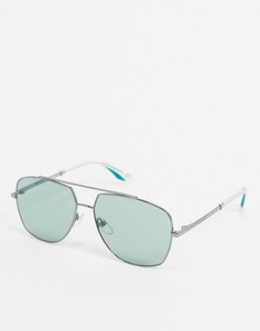 Солнцезащитные очки-авиаторы в серебристой оправе с зелеными стеклами Marc Jacobs-Серебристый