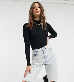 Боди черного цвета с длинными рукавами и высоким воротом ASOS DESIGN Tall-Черный