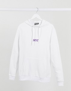 Худи с вышивкой "NYC" ASOS DESIGN-Белый