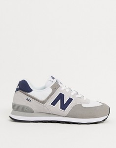 Светло-серые замшевые кроссовки New Balance 574-Серый