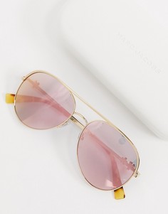 Солнцезащитные очки-авиаторы с розовыми стеклами и золотистой оправой Marc Jacobs-Золотистый