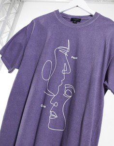 Темно-серая футболка с принтом-эскизом New Look-Серый