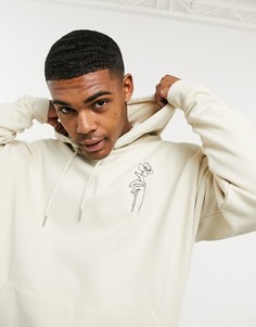 Худи в стиле oversized с вышивкой ASOS DESIGN-Бежевый