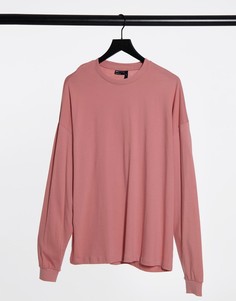 Розовая футболка в стиле oversized с длинными рукавами ASOS DESIGN-Розовый