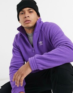 Фиолетовый флисовый свитшот с короткой молнией до груди adidas Originals