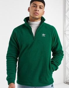 Зеленый флисовый свитшот на молнии 1/4 adidas Originals