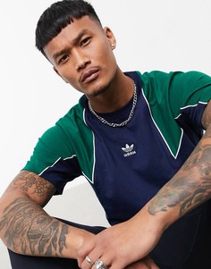 Темно-синяя футболка со вставками adidas Originals premium-Темно-синий