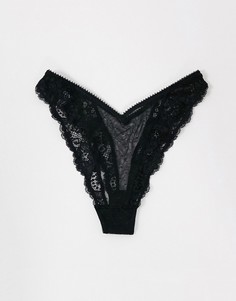 Черные кружевные трусы-бразилиана с высоким вырезом по бедру ASOS DESIGN Arabella-Голубой