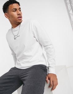 Белый лонгслив с маленьким логотипом Karl Kani Signature