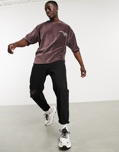 Oversized-футболка с принтом на груди ASOS DESIGN-Голубой
